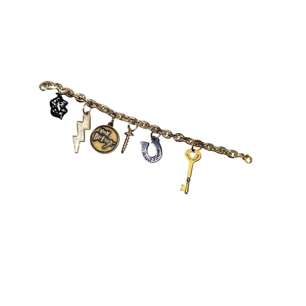 Betsey Johnson Charm Bracelet Adjustable 8" Goldtone